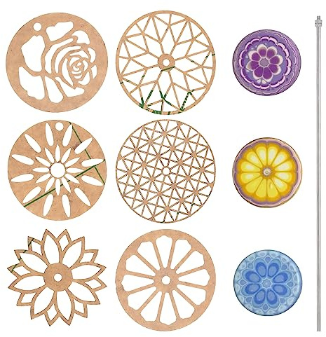Dcfbkl Juego de herramientas de jabón para hacer jabón, plantillas redondas de silicona con barra de hierro y plantillas de flores de caja para decoración