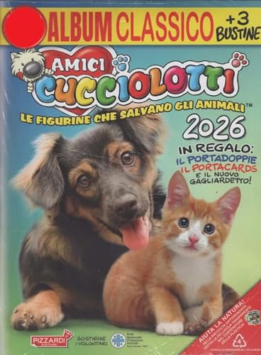 Album Libro Amici Cucciolotti 2026 con 3 bustine figurine + portachiave Cucciolotti