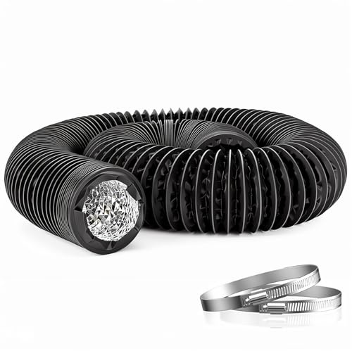 Dexpally Tubo Cappa Cucina 80mm Condotti Tubo Flessibile in Alluminio 6m Condotti Tubo Ventilazione Flessibile in Alluminio PVC con 2 Morsetti in Acciaio