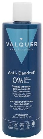 Valquer Champú Anticaspa Fórmula Zero de Acción Inmediata. Reduce los Picores e Irritación y Equilibra el Cuero Cabelludo. Con TheraPyOl, Piroctone Olamine, Pantenol y Vitamina E. Vegano. 400 ml.
