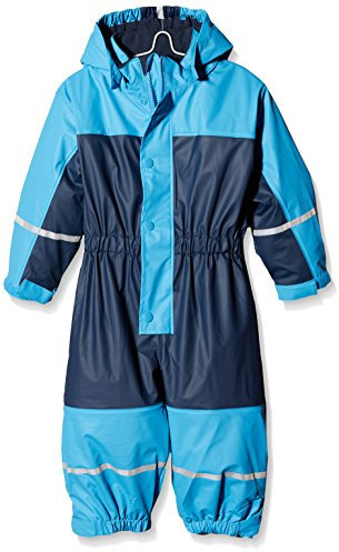 Playshoes Unisex Kinder Regen-Anzug mit Fleece-Futter Warmer Wasserdichter Matschanzug Regenbekleidung, Marine Overall, 104