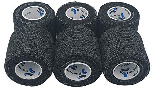 PintoMed - Bandage Cohésif - Noir - 6 Rouleaux X 5 cm X 4,5 m Autoadhésif, Sports Bande, Premiers Secours Adhésif, Vet Wrap