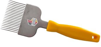 APIFORMES Entdeckelungsgabel - Metal mit 19 gebogenen und gekröpften Nägeln - Gelbe Griff