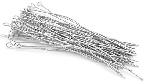 Vintageparts DIY 40 Ösenstifte 70 mm in Platinfarben zum Schmuck selber Machen