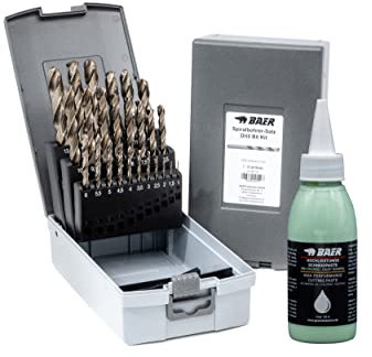 BaerCoil BAER HSSE Spiralbohrer Set (0,5mm steigend) 1-13 mm inklusive Bohrpaste - Spiralbohrer aus hochlegiertem HSSE/Cobalt Stahl - Spiralbohrersatz - Stahlbohrer - Eisenbohrer