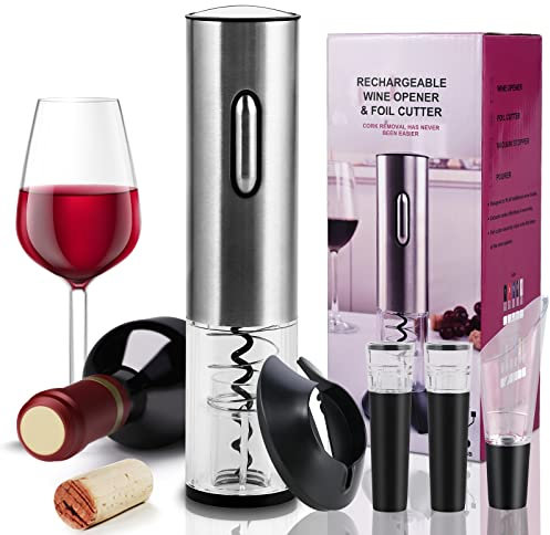 Cieex Tire Bouchon Électrique Rechargeable, Ouvre Bouteille Electrique avec Coupe-Capsule, Bouchon à Vin, Verseur, Idéal cadeau pour Amateurs de Vins
