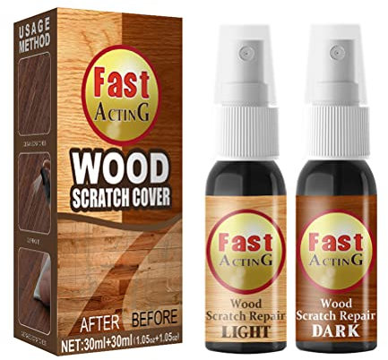 Fencelly 2PCS 30ML Instant fix it for Wood for Furniture Repair, Scratch Remover Set Fast Acting Wood Scratch Repair for Floors,Tables,Desks