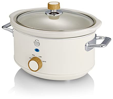 Swan Nordic-Style Slow Cooker with Removable Ceramic Pot, 3.5 Litre, Cotton White