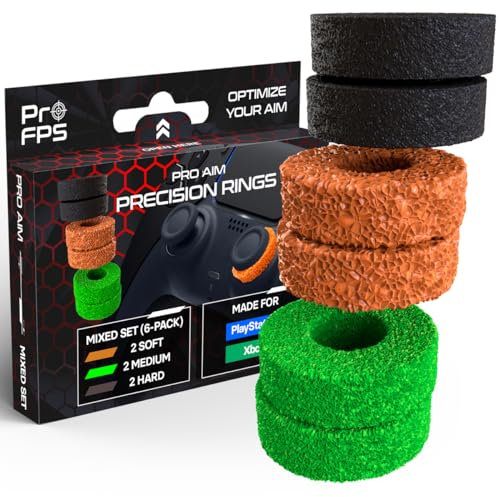 ProFPS Anillos de Precisión: 6x anillo de espuma para amortiguador de thumbstick - 3 grosores - Apto para accesorios PS5, PS4, Xbox - Equipamiento ideal para PlayStation 5 & mando PS5
