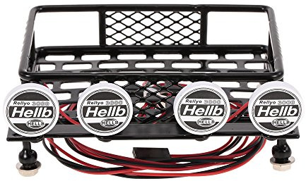mewmewcat Roof Rack Luggage Carrier with Light Bar for 1/10 RC Crawler Axial SCX10 D90 110 TRAX4 HSP RC Car Parts