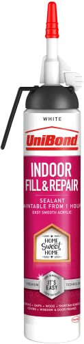 UniBond Fill & Repair Sealant for Indoor Use, White Acrylic Sealant, Easy to Apply, Ideal for Cracks, Gaps, Wood, Skirting Boards, Coving, Window & Door Frames, 1 x 310g Cartridge