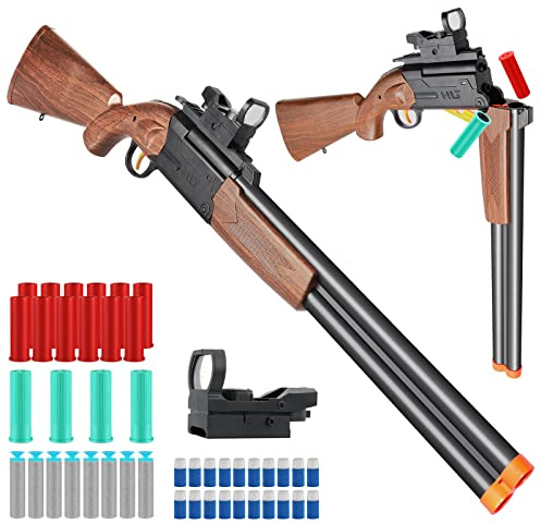 Toy Gun Rifle Long Double Barrel Shotgun Toys(37-inch), Foam Blasters Toy Gun Shell Ejection Toy with Scope, Toy Guns for Ages 6 7 8-14+ Boys