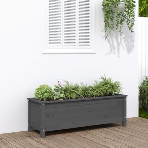 ARKEM Hochbeet Grau 119,5x40x39 cm Massivholz Kiefer Raised Garden Bed Erdsieb FüR Garten
