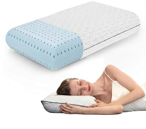 Vaverto Cuscino in gel memory foam king size: ventilato, ortopedico, supporto sagomato, design rinfrescante con rivestimento in viscosa in bambù, essenziale per dormitorio