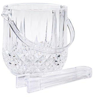 Dmnnlp 1.2L Clear Ice Bucket with Tongs, Acrylic Ice Buckets for Parties Easy Carry Handle Small Bucket for Parties, Drinks, BBQ, Bar, Restaurant, Home (Clear)