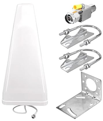 BOOBRIE Antena direccional 12DBi 3G 4G 5G LTE WiFi 698-3800MHz Antena periódica de registro de alta ganancia N conector hembra con pararrayos tipo N, montaje fijo al aire libre para amplificador de