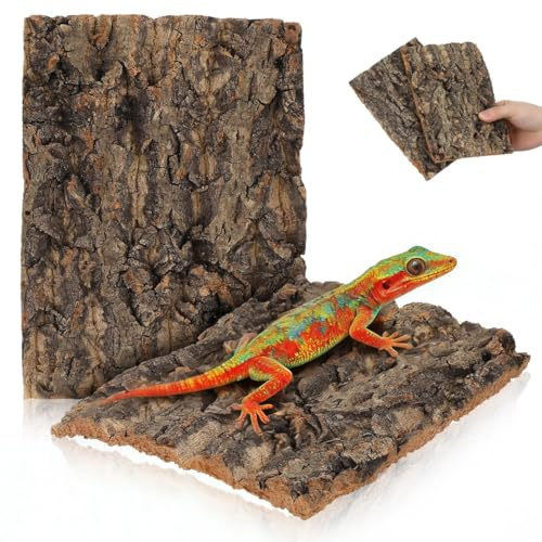 Garneck Reptile Bark Decor Natural Tree Bark Hide for Terrarium 7.68 in Climbing Habitat Decoration 2 Pcs for Lizards Geckos Bearded Dragons