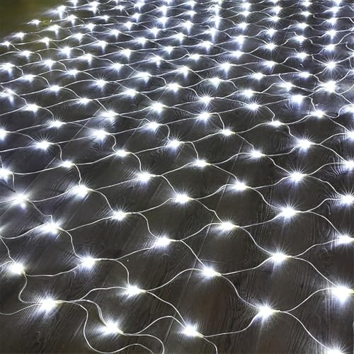 BANTASE Net Lights Outdoor For Garden 6x4M - Waterproof Tree Bushes Net Lights With 8 Modes - Gazebo Lawn Lights For Halloween Decor(Cool White,3m x 2m 320led)