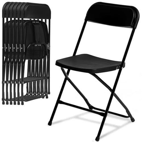 Asdsed Set di 6 Sedie Pieghevoli, Sedia Pieghevole di Plastica con Robusto Telaio in Acciaio, Portata Fino a 200 kg, Stabili, per Giardino, Esterno, Campeggio, Balcone, Interni, Ufficio, Feste (Nero)