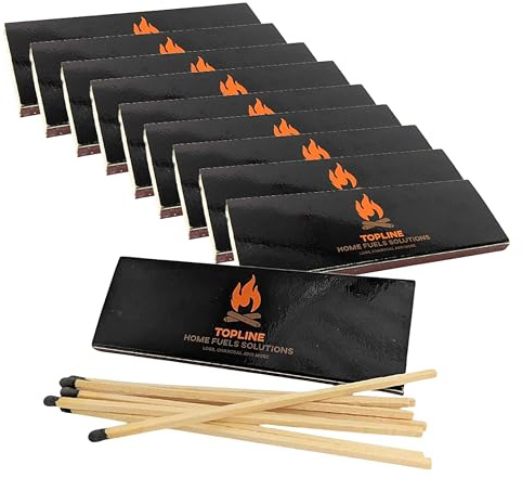 Extra Long & Strong Safety Matches - Pack of 10 x 10 Long Lasting 13.5cm Matches for Candles. Perfect for Lighting Charcoal or Briquettes, Camping Wood Burners, Fire Pits BBQ