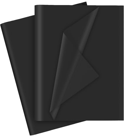 100 Sheets of Black Tissue Paper Sheets for Packaging 13.8 x 19.7inches Black Packing Tissue Paper for Wrapping Gifts Crafts Art Clothes Halloween Birthday