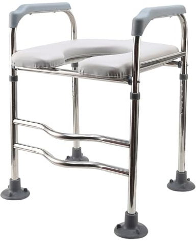 Asiento Elevador para Inodoro Altura Ajustable 64-74 cm 6 Niveles, elevador wc adulto con Asas y Acolchado Cómodo Universal para Ancianos, Discapacitados, embarazadas, Capacidad de 150 kg