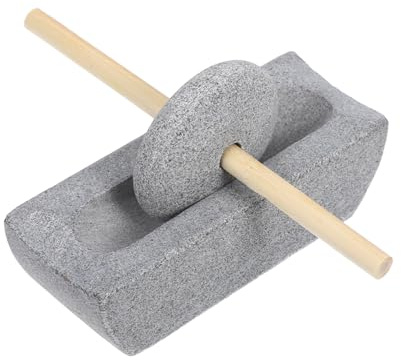 Amosfun Moulin Pierre Traditionnel Chinois Compact pour Cuisine Broyeur Manuel Multifonction pour Épices Grains et Thé avec Manivelle Robuste Style Ancien pour Usage Domestique