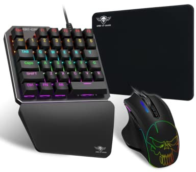 Spirit Of Gamer – Xpert G700 – Adattatore Combo RGB Tastiera + Mouse Per Consolle PS4, XBOX ONE E PC - Tastiera Meccanica Single Hand – Mouse 7 Pulsanti 3200 DPI