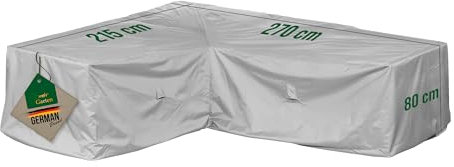 Mehr Garten Abdeckung Gartenmöbel Loungegruppe L-Form, Kurze Seite Links, 270x215x80 cm, grau, Oxford 600D Gewebe, Abdeckplane Gartenmöbel wasserdicht, UV-beständig und wetterfest