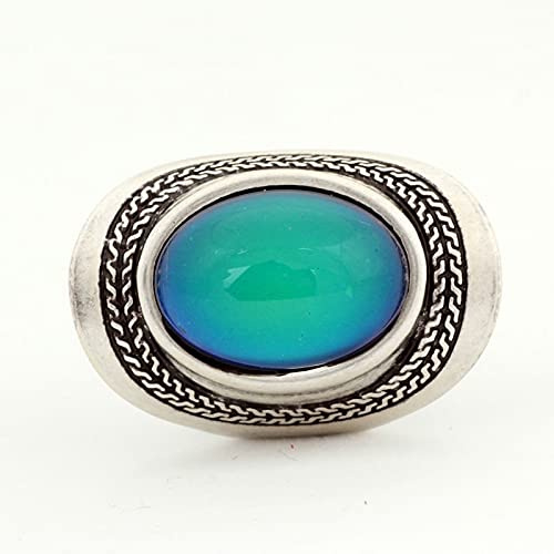 SALAN Anillo De Estado De Ánimo De Cambio De Color Vintage Anillo De Control De Temperatura De Anillo Intercambiable De Emoción Ovalada para Hombres