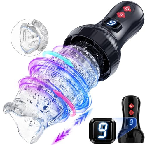 Electric Male Masturbator Sex Toys for Men, 5.4inch Elongated Dense Beads Masturbaters Accelerate Boost,9 Rotating & Thrusting Adult Toy,Kismloit Pocket Pussy Stroker Sex Toys4couples Men & Women