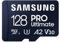 Samsung PRO Ultimate microSD memory card, 128 GB, UHS-I U3, 200 MB/s read, 130 MB/s write, Includes SD adapter, for smartphone, drone or action cam