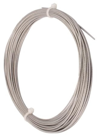 QUARKZMAN Cable de Acero de 10M con Revestimiento de Plástico x 1 Pieza Flexibilidad para Colgar Decoraciones [Tono Plateado Diámetro 1mm]