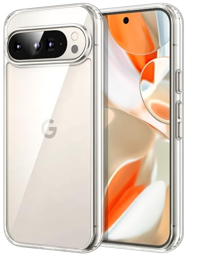 JETech Hülle für Google Pixel 9 Pro XL 2024, Nie Vergilbung Stoßfest Handyhülle, Anti-Kratzt Harte PC Rückseite Schutzhülle (Durchsichtig)
