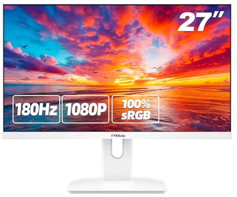 FYHXele 27 Pouces 1080P 180Hz Monitor Gaming Blanc FHD (1920X1080) IPS 1ms MPRT 16:9 Moniteur PC Blanc Compatible 144Hz/165Hz/180Hz, AMD FreeSync Premium, DisplayPort HDMI, Support VESA