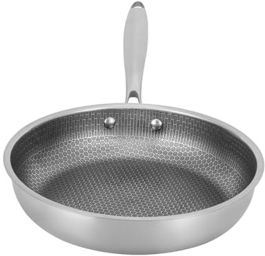 Lilyeriy 28 cm Bratpfanne, Premium Edelstahl, Wabenpfanne mit Antihaft & Kratzfest Wabenbeschichtung, ⌀28 cm - Beschichtete Pfanne Induktion für alle Kochplatten