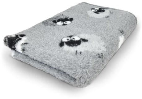 Veterinary Bed I Vet Bed I Drybed I Woolly Sheep, Wollige Schafe Grau - Schwarz - Weiß I Verschiedene Größen (75 x 100 cm)