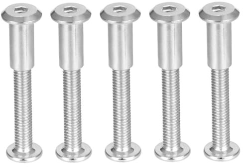 TA-VIGOR M6 Furniture Connector Bolts and Nuts, M6 x 50mm Hex Sleeve Nuts | 5 Sets 304 Stainless Steel Connecting Screws, Binding Bolts for Bed Frame, Cupboard, Wardrobe, Worktop, Cabinet