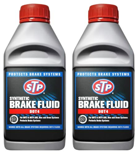 STP Synthetic Brake Fluid DOT 4 – 2 x 500ml | Maximum Performance & Protection | Ideal for DOT 3/4 Vehicles | Engineered for ABS, Disc & Drum Brake Systems in Cars & Trucks