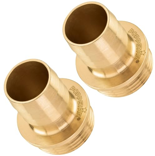 Poppstar 2x slangkoppling 1 tum yttergänga (33,24 mm) till 1 tum slangkoppling (25mm), mässing med infattning och o-ring