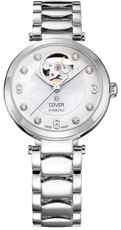 COVER COA8.01 Lady Diamond Open Heart Automatik Damenuhr mit Edelstahlband Saphirglas 5 ATM