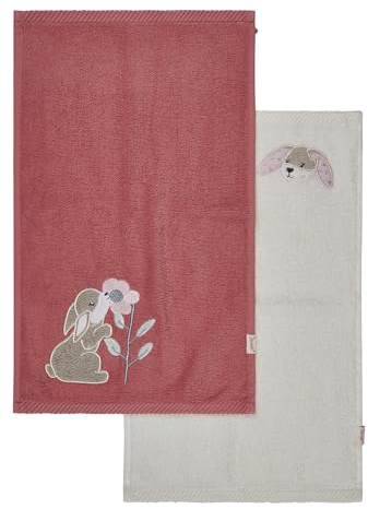Sterntaler Kinderhandtuch 2er Pack Hase Hanni – 50x30cm - Handtücher Set aus saugfähiger Baumwolle, weich & hautfreundlich – Mädchen Handtücher mit schönen Webkanten und süßer Applikation, perlrosa