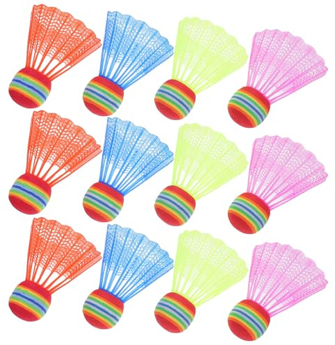 Milisten Colored Badminton Shuttlecocks 12 Pack Big Head Shuttle Balls Lightweight Indoor Outdoor Training Birdies for Kids Exercise Fun