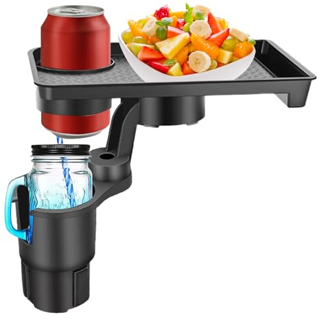 Portabicchiere automatico – ABS nero 18 x 26 cm 1 pezzo, tavolo estensibile, organizzatore compatto, posizionamento snack, facile accesso | per veicoli, viaggi in auto, l