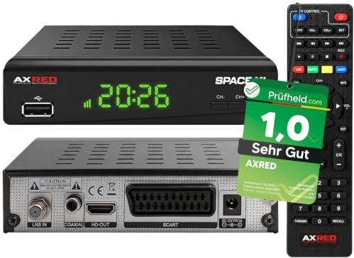 AXRED Space X1 - Receptor de satélite HDTV con función de grabación, compatible con HD, Full HD, receptor digital de satélite para antena parabólica, TV satélite, receptor HD, receptor HDMI