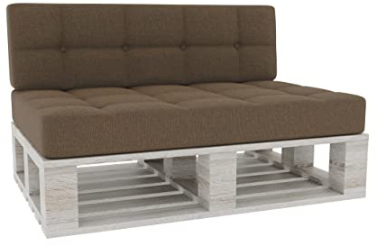 Gutekissen® Pallkudde Kviltade Kuddar med Knappar PFG (Set (Sittdyna 120x80 +Ryggstöd 120x40), Ljusbrun)