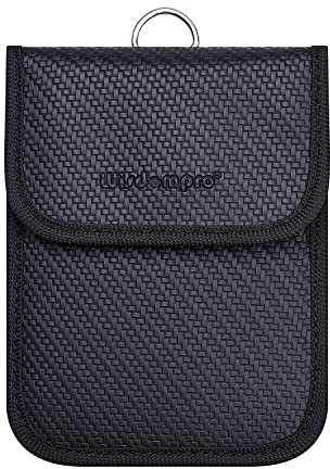 Wisdompro Faraday Pouch for Car Keys, Car Key Signal Blocking Pouch, RFID Blocker for Car Keys, Anti-theft Remote Keyless Entry Protector - Black (PU Leather)