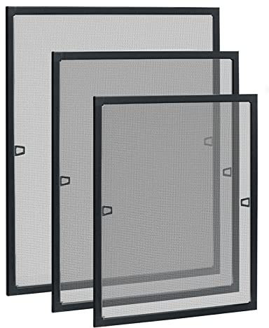 XMTECH Moustiquaire pour fenêtre, grille à étendre, cadre en aluminium, sans perçage, 80 x 100 cm, anthracite