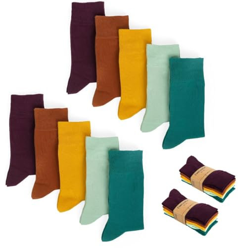 FOOTNOTE 10 Paar Hochwertige Socken Herren & Damen Baumwollsocken Socks Business, 39-42, Bunt
