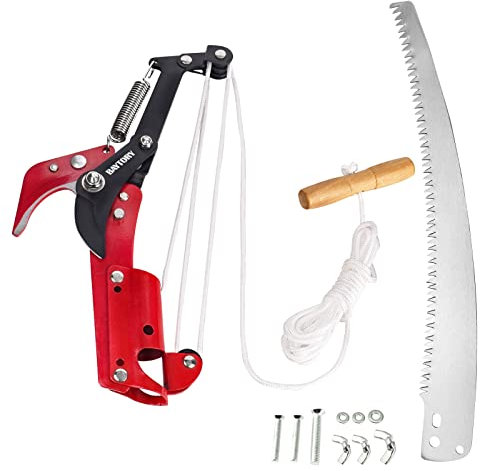 BAYTORY Extendable Tree Pruner Saw Head Without Pole, High-Altitude Branches Trimmer Pruning Shears, Harvester Clipper for Plant Twig Vine, Labor-Saving 3 Wheels Garden Trimming Tool